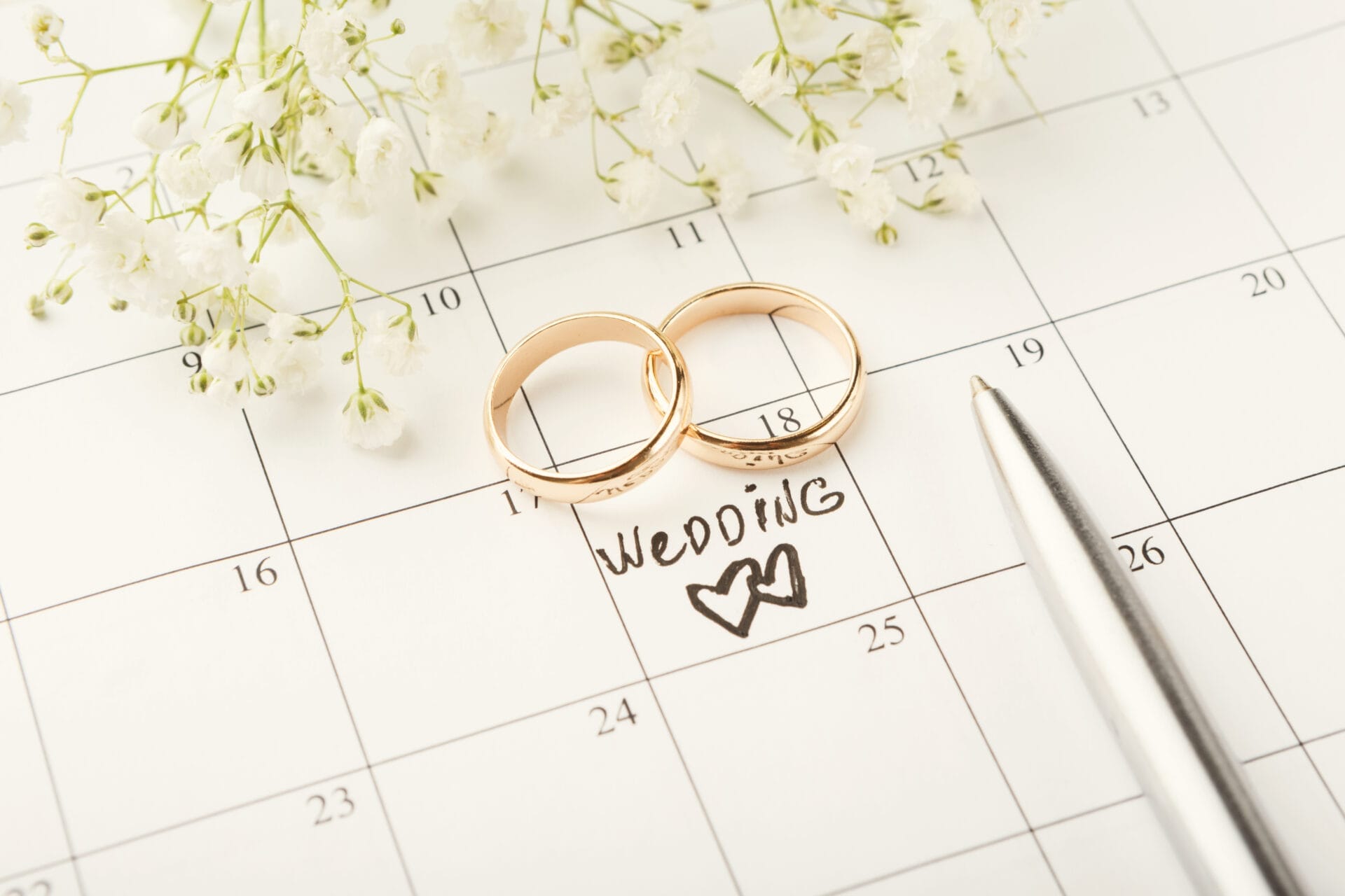 wedding rings on calendar